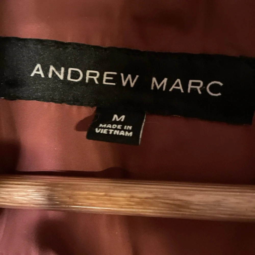 Andrew Marc Women's Puffer Coat with Faux Fur Hood - Rust - Picture 6 of 7